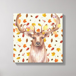 Impressão Em Tela Watercolor Stag of Autumn