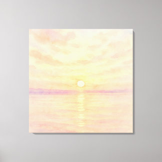 Impressão Em Tela Watercolor Style Sunset Over Sea Art