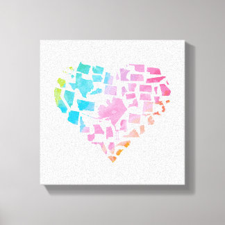 Impressão Em Tela Watercolor United States Heart