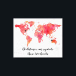 Impressão Em Tela Watercolor World Map 2 Corações Conectados<br><div class="desc">Watercolor World Map Long Distance Relationship in Coral and Peach Canvas print com 2 corações e conectores - eles podem ser movidos e posicionados onde for necessário (para conexões mais próximas reduzirem o tamanho do conector para fazê-lo funcionar) poema que diz "juntos para sempre, nunca separados, talvez em distância, mas...</div>