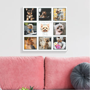 Impressão Em Tela Watercolor Yorkie e Floral Wreath Memorial