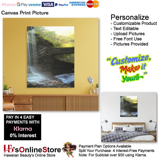 Impressão Em Tela Waterfall Nature Relax Casa, Imagem 6 (Waterfalls Nature Relax Home Office Canvas Print Picture 6.)