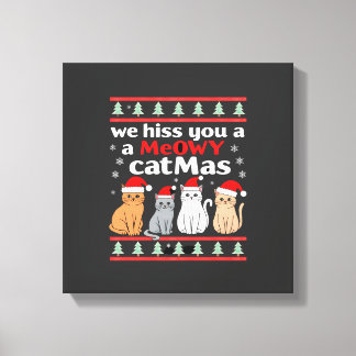 Impressão Em Tela We Hiss You A Meowy Catmas Funny Cat Christmas Ugl