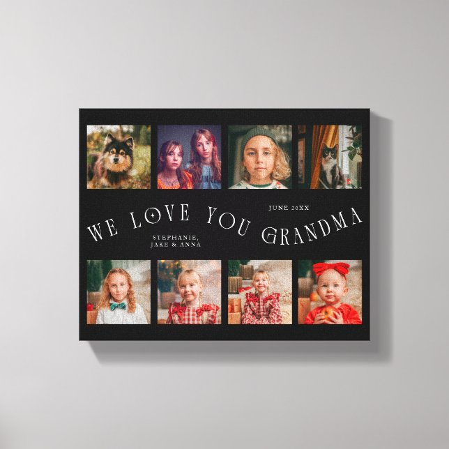 Impressão Em Tela We Love You Grandma | 8 Photo Grid Black (Frente)