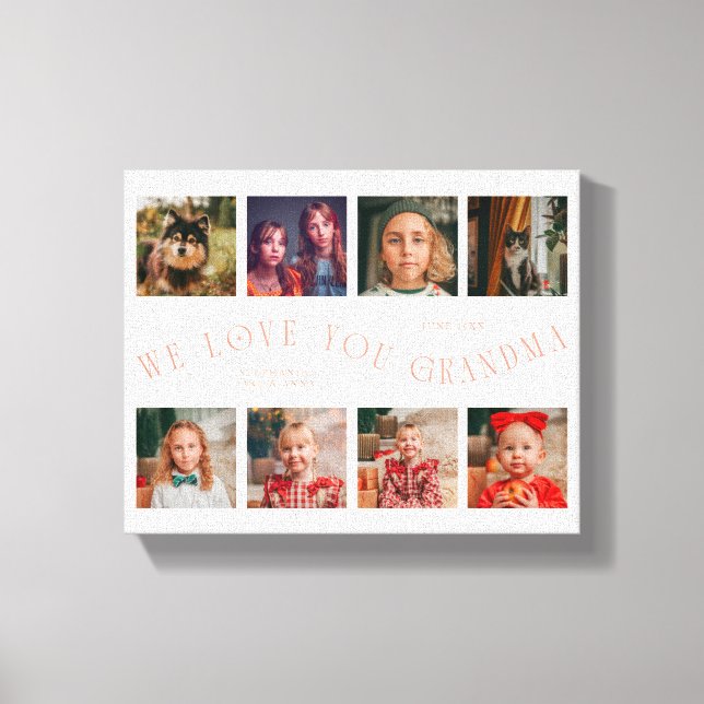 Impressão Em Tela We Love You Grandma | 8 Photo Grid Peach (Frente)