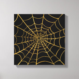 Impressão Em Tela Web de aranha Dourado e preta