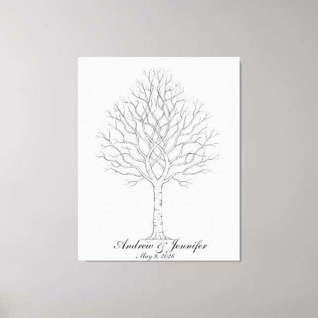 Impressão Em Tela Wedding Fingerprint Tree Guest Book Alternative (Frente)