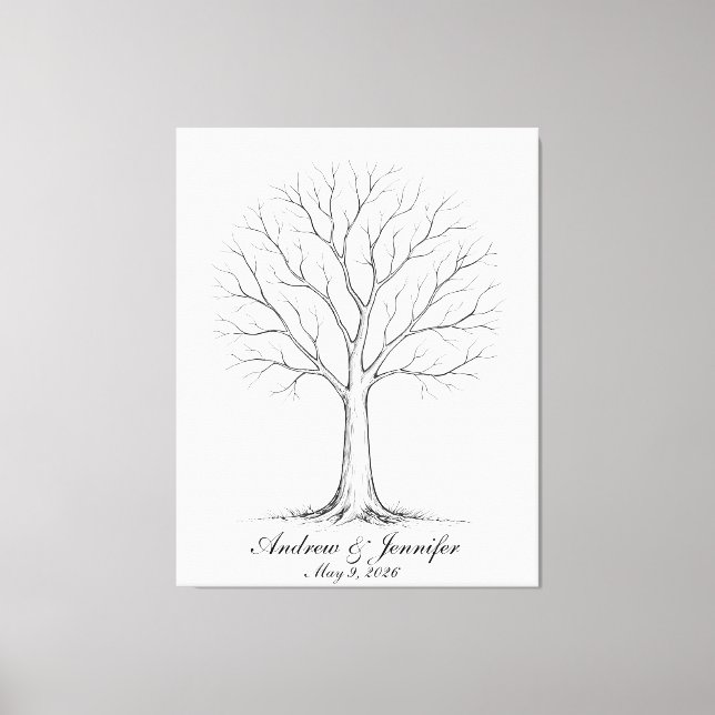 Impressão Em Tela Wedding Fingerprint Tree Guest Book Alternative (Frente)
