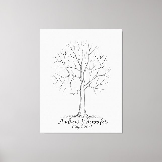 Impressão Em Tela Wedding Fingerprint Tree Guest Book Alternative (Frente)