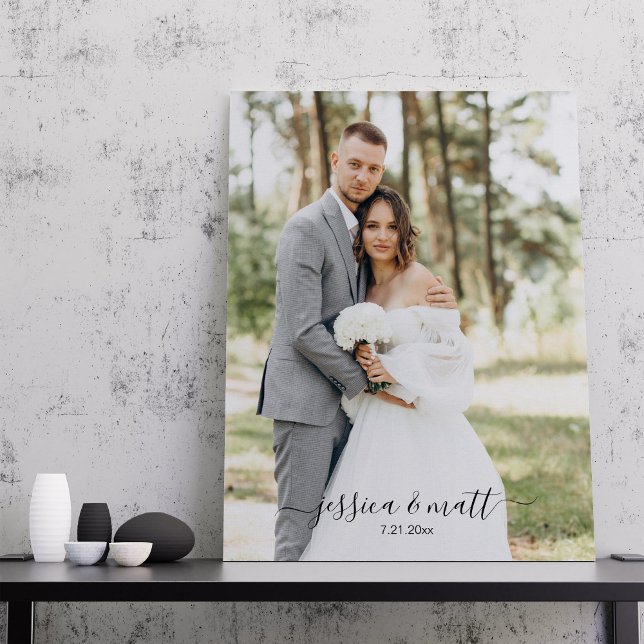 Impressão Em Tela Wedding Photo Script Wedding Anniversary Gift (Criador carregado)