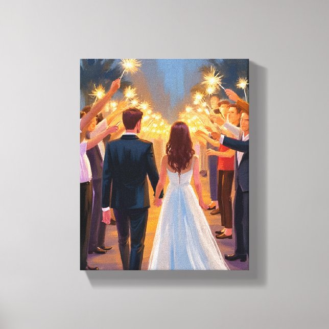 Impressão Em Tela Wedding Sparklers | Marriage Celebration Painted (Frente)