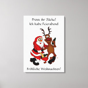 Impressão Em Tela Weihnachtsmann mit Elch - Prost ihr Säcke!
