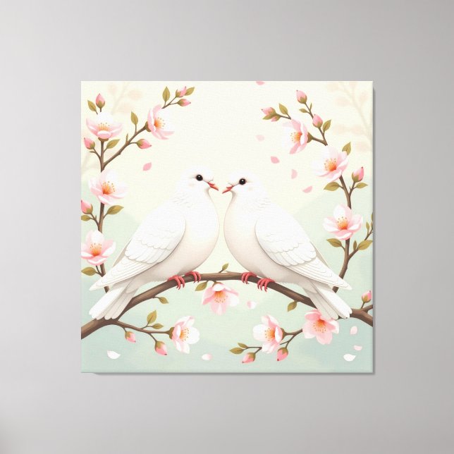 Impressão Em Tela Weiße Tauben der Liebe (Frente)