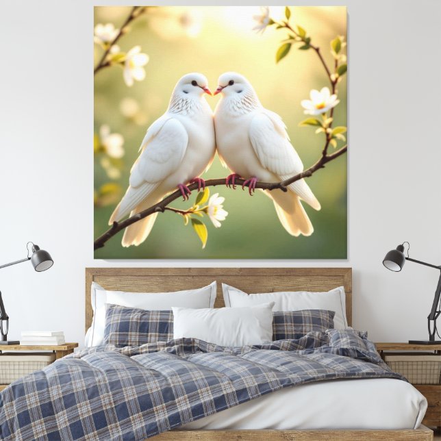 Impressão Em Tela Weiße Tauben der Liebe (Insitu(Quarto))