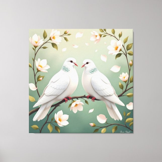 Impressão Em Tela Weiße Tauben der Liebe (Frente)