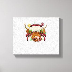 Impressão Em Tela Western Feliz Natal Highland Vaca Xmas Fazenda Ani