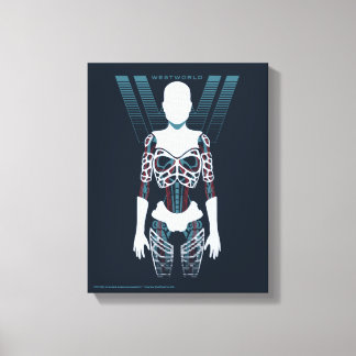 Impressão Em Tela Westworld | Esqueleto Android Sobre Logotipo
