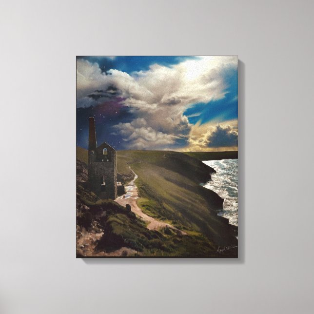 Impressão Em Tela Wheal Coates Cornwall com céu surreal (Frente)
