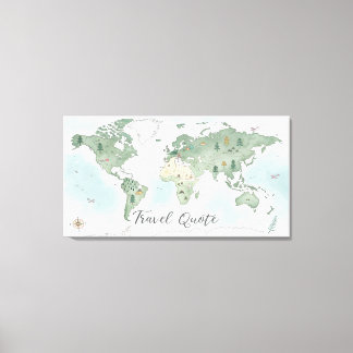 Impressão Em Tela Whimical World Map Wall Art - Watercolor Nature