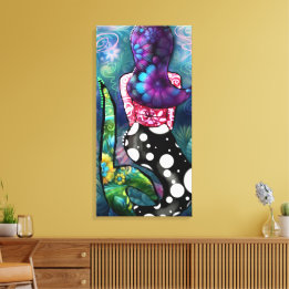 Impressão Em Tela Whimsical Abstract Mermaid Nautical Teal Seashells