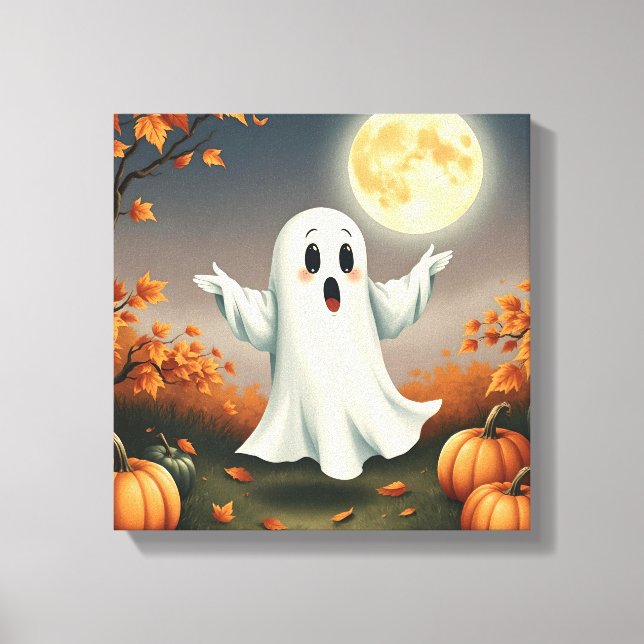 Impressão Em Tela Whimsical Halloween Ghost, Halloween Ghost, Ghost, (Frente)