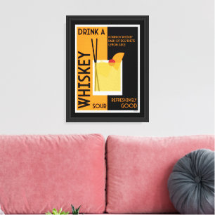 Impressão Em Tela Whiskey Sour Cocktail Coxim de Papel