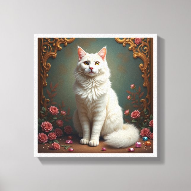 Impressão Em Tela White Cat 5D Diamond Painting Kit  (Frente)