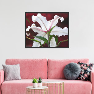 Impressão Em Tela White Oriental Lily Bloom Floral
