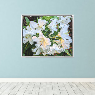 Impressão Em Tela White Oriental Lily Blooms Floral