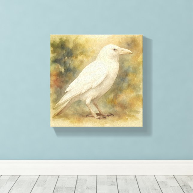 Impressão Em Tela White Raven Watercolor (Insitu(piso de madeira))