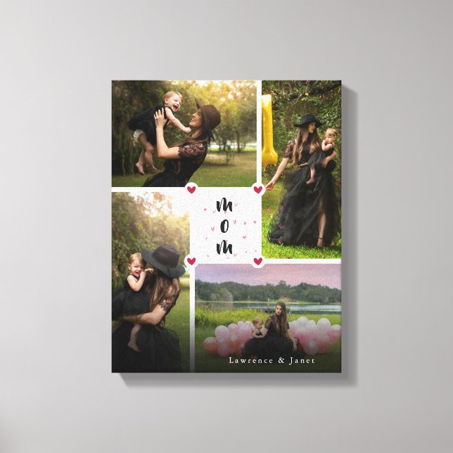 Impressão Em Tela White Simple Personalised Love You Collage Photo (Frente)