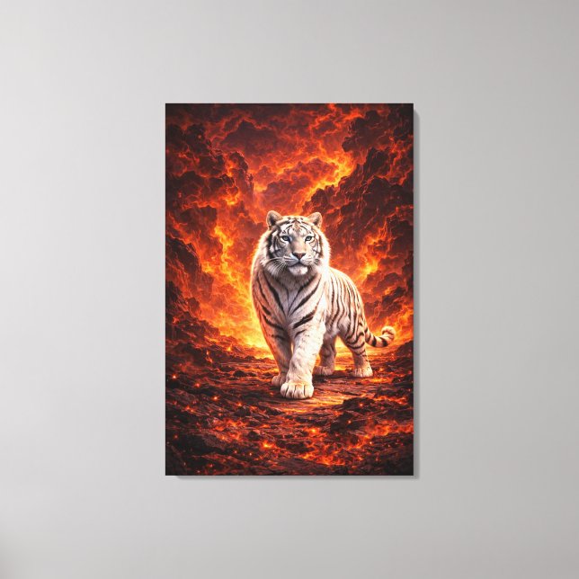 Impressão Em Tela White Tiger Fantasy Art | Man Jiang Hong Art Serie (Frente)
