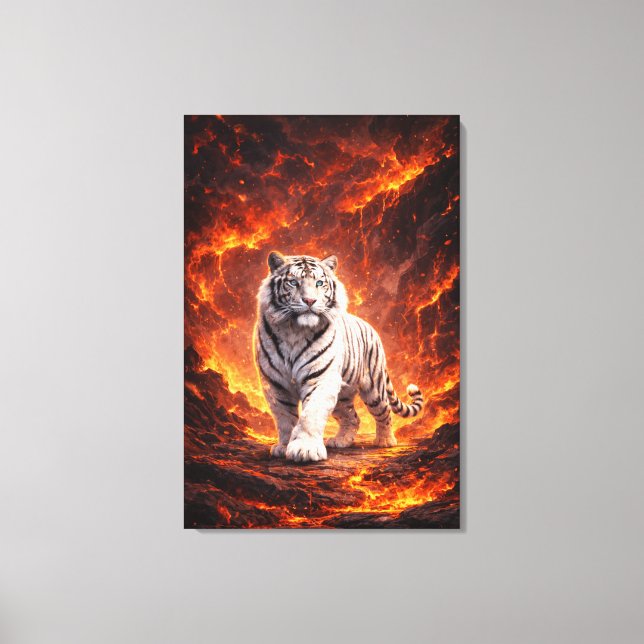 Impressão Em Tela White Tiger Fantasy Art | Man Jiang Hong Art Serie (Frente)