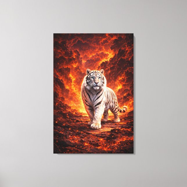 Impressão Em Tela White Tiger Fantasy Art | Man Jiang Hong Art Serie (Frente)