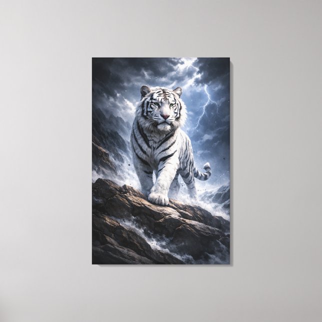 Impressão Em Tela White Tiger Fantasy Art | Man Jiang Hong Art Serie (Frente)