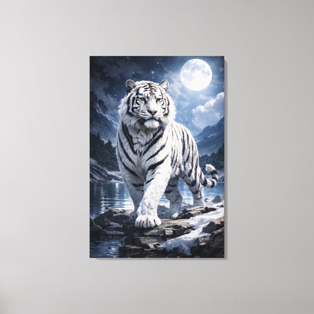 Impressão Em Tela White Tiger Fantasy Art | Man Jiang Hong Art Serie (Frente)
