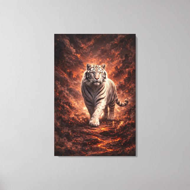 Impressão Em Tela White Tiger Fantasy Art | Man Jiang Hong Art Serie (Frente)