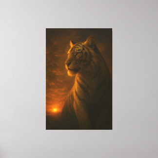 Impressão Em Tela White Tiger Fantasy Art – Mystic Jungle Light