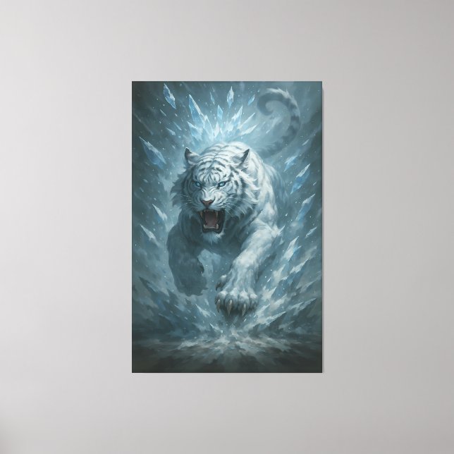 Impressão Em Tela White Tiger – Frost King Ice Burst Descent – ManJi (Frente)