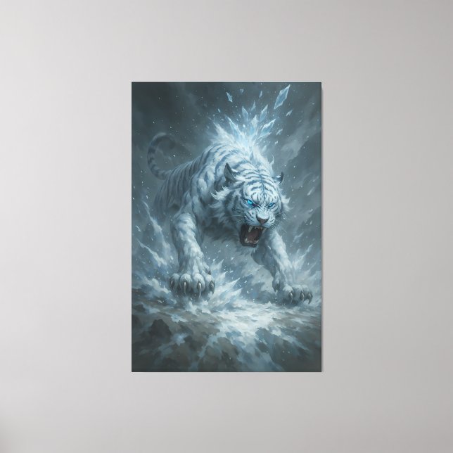 Impressão Em Tela White Tiger – Frost King Ice Burst Descent – ManJi (Frente)