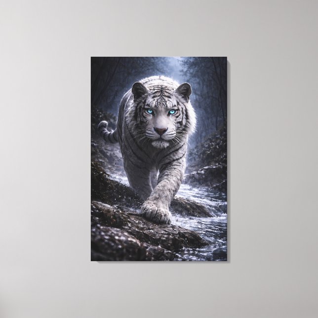 Impressão Em Tela White Tiger in Motion – ManJiangHong Art Series (Frente)