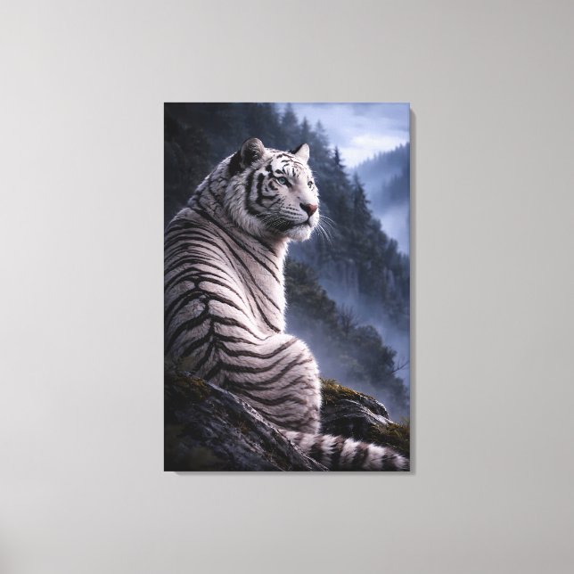 Impressão Em Tela White Tiger in Motion – ManJiangHong Art Series (Frente)