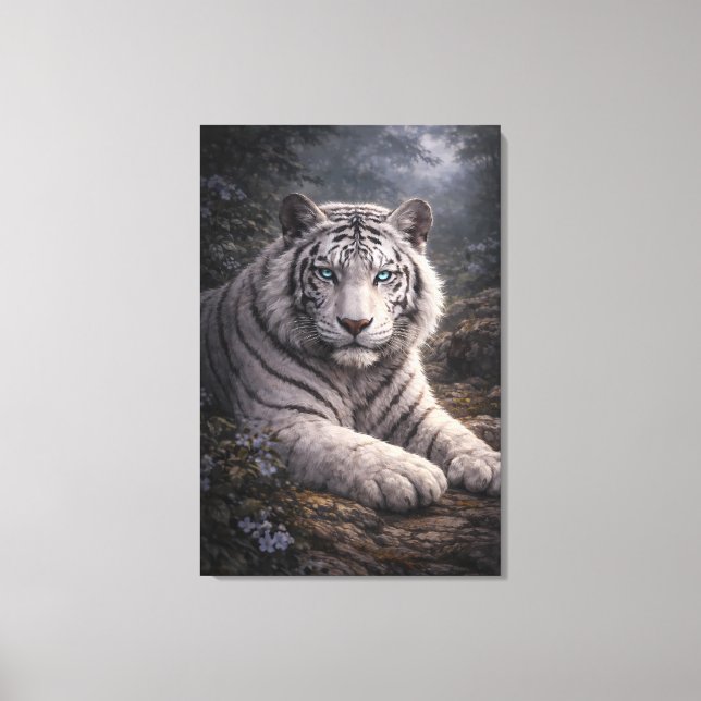 Impressão Em Tela White Tiger in Motion – ManJiangHong Art Series (Frente)