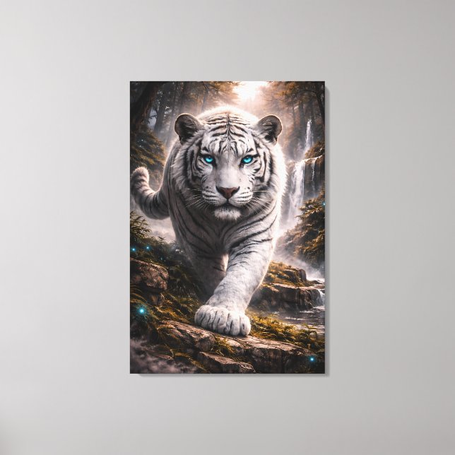 Impressão Em Tela White Tiger in Motion – ManJiangHong Art Series (Frente)