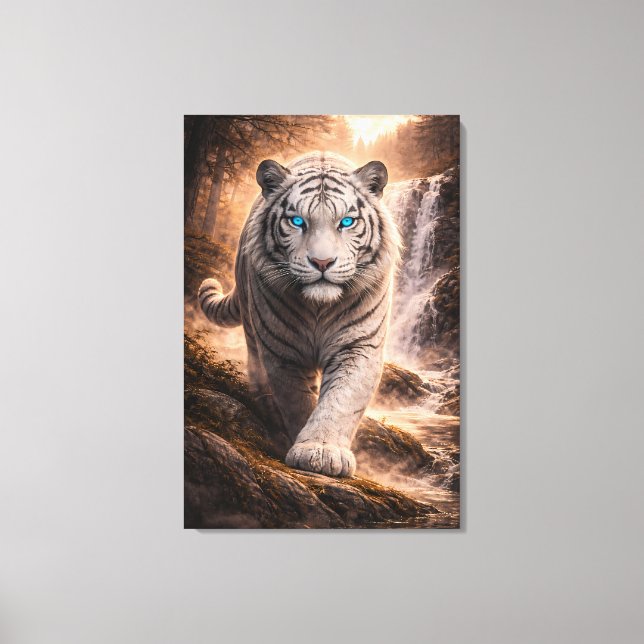 Impressão Em Tela White Tiger in Motion – ManJiangHong Art Series (Frente)
