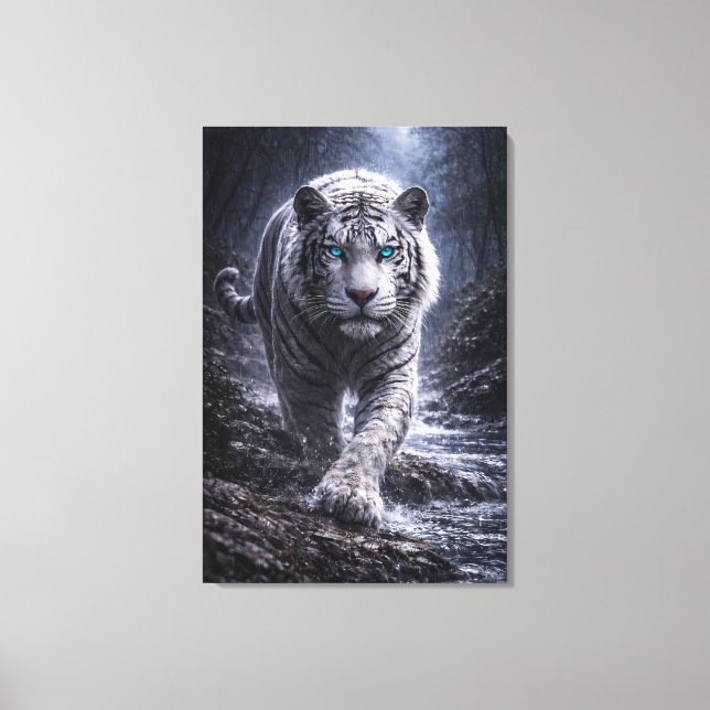 Impressão Em Tela White Tiger in Motion – ManJiangHong Art Series (Frente)