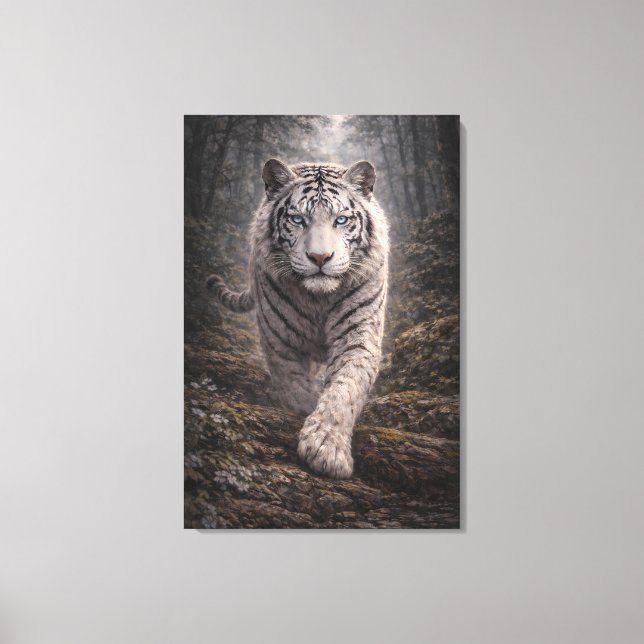 Impressão Em Tela White Tiger in Motion – ManJiangHong Art Series (Frente)