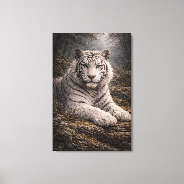 Impressão Em Tela White Tiger in Motion – ManJiangHong Art Series (Frente)