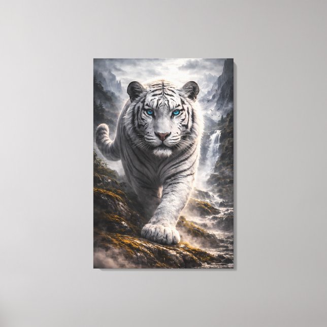 Impressão Em Tela White Tiger in Motion – ManJiangHong Art Series (Frente)