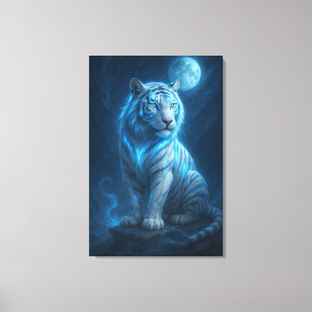 Impressão Em Tela White Tiger – Moonlit Mystical Scene | ManJiangHon (Frente)